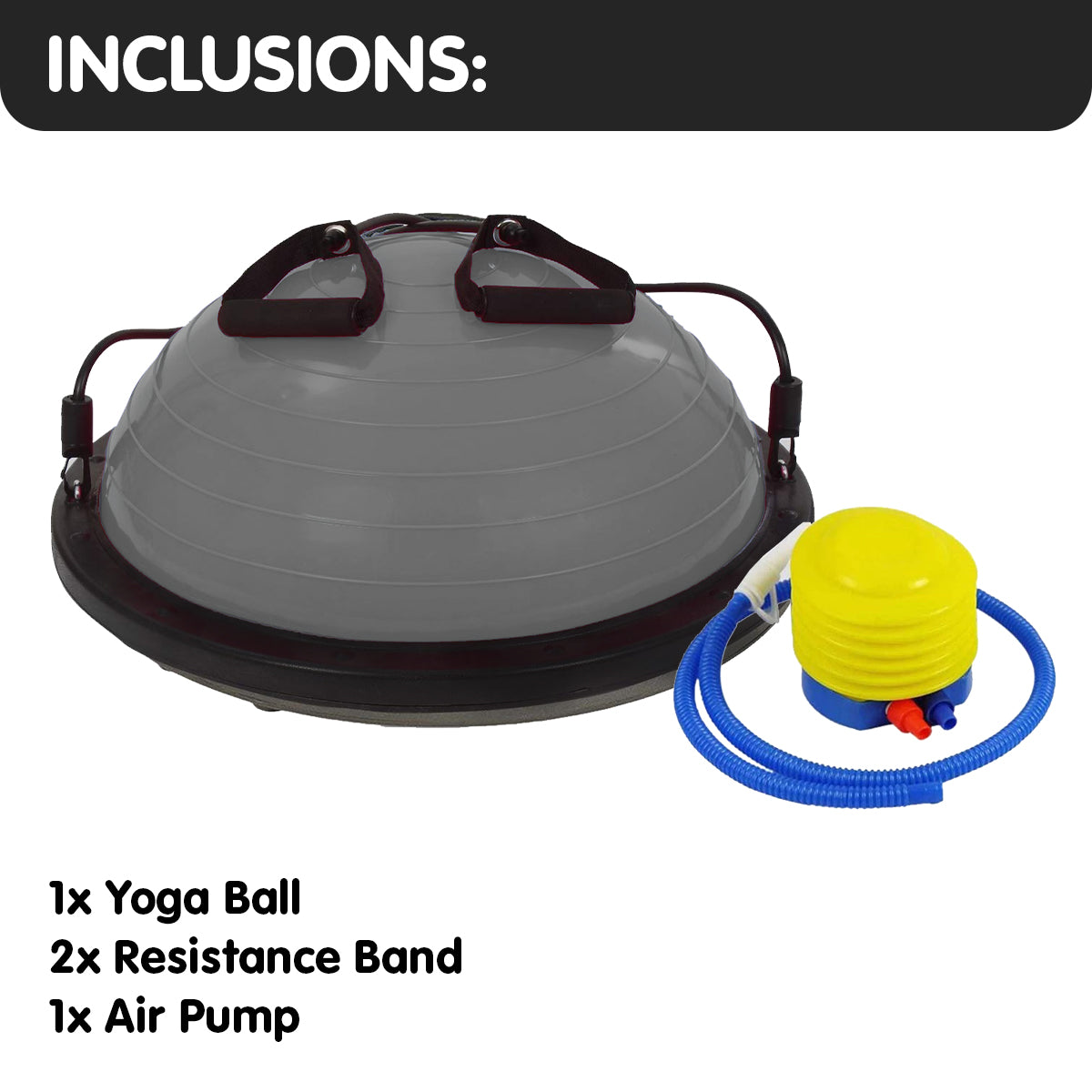 Powertrain Fitness Yoga Ball Home Gym Workout Balance Trainer - Grey