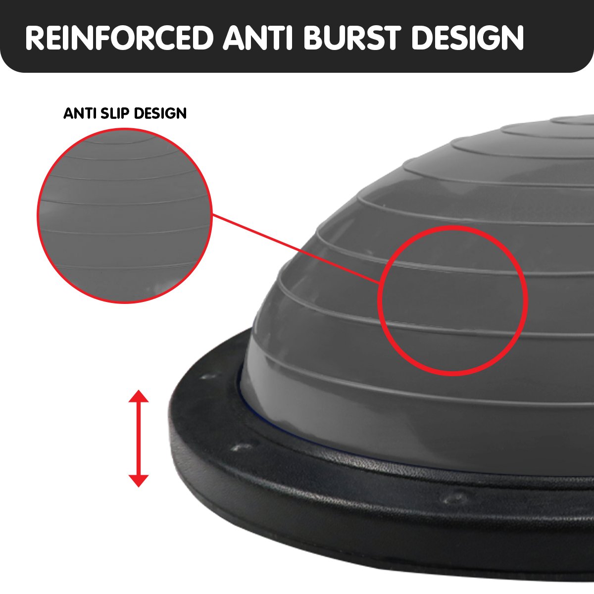 Powertrain Fitness Yoga Ball Home Gym Workout Balance Trainer - Grey