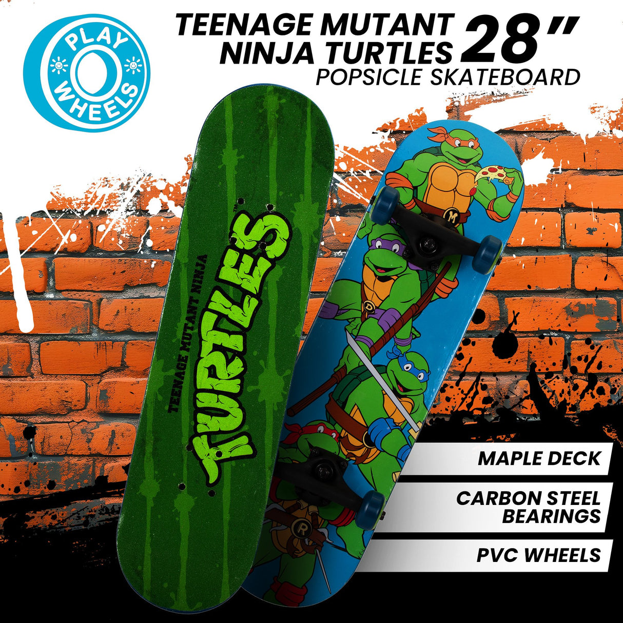 TMNT Popsicle Skateboard - 28-Inch Turtle Time Adventure