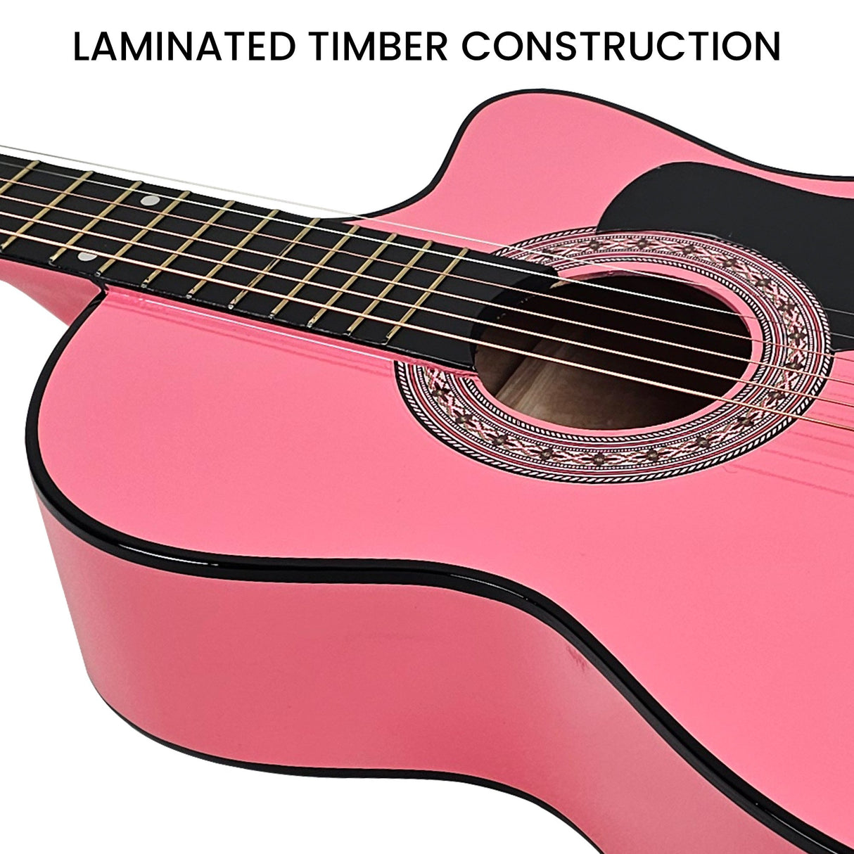 Karrera 38-Inch Cutaway Pink Acoustic Guitar Set with Bag