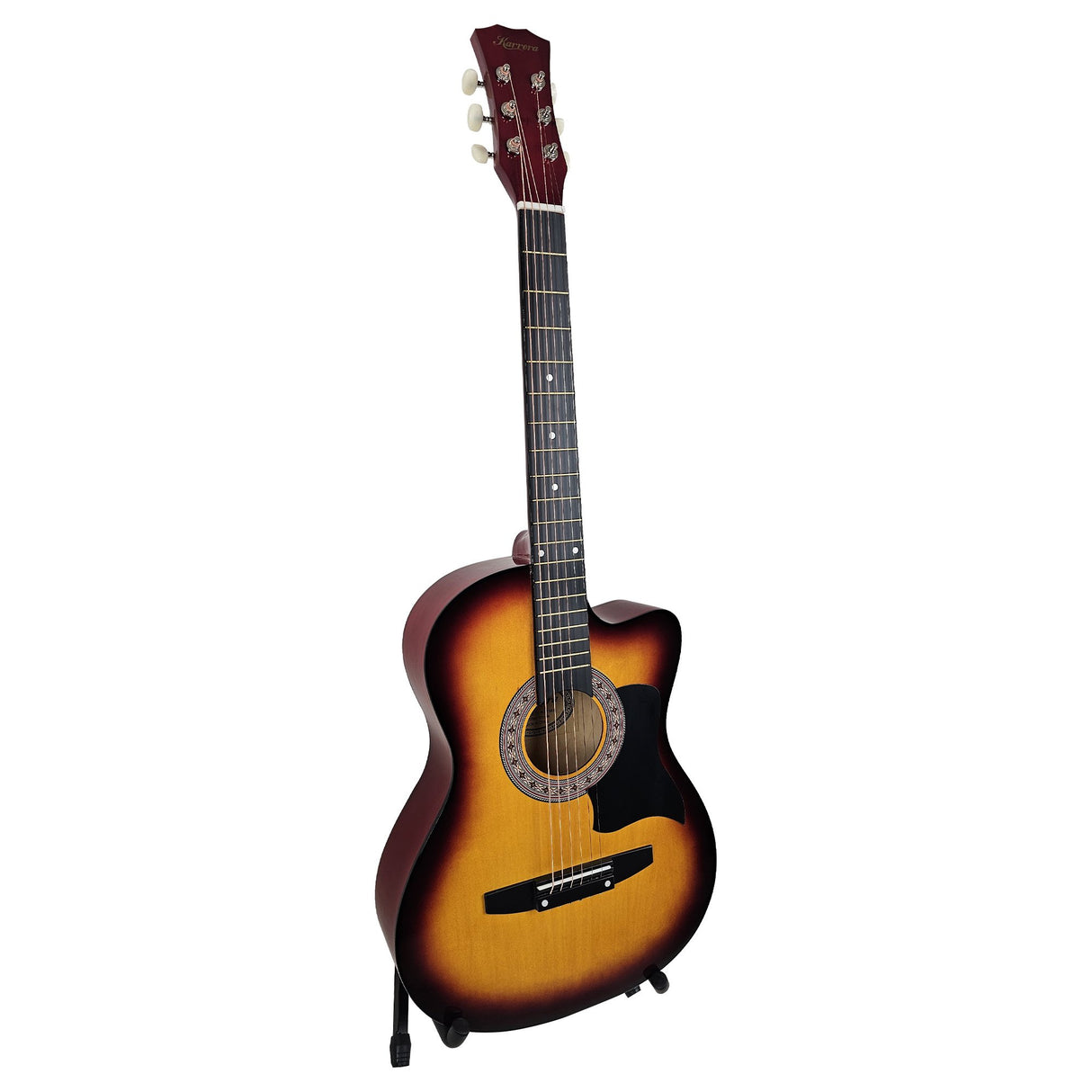 Karrera 38in Cutaway Acoustic Guitar Starter Kit with Bag and Accessories - Sunburst Finish