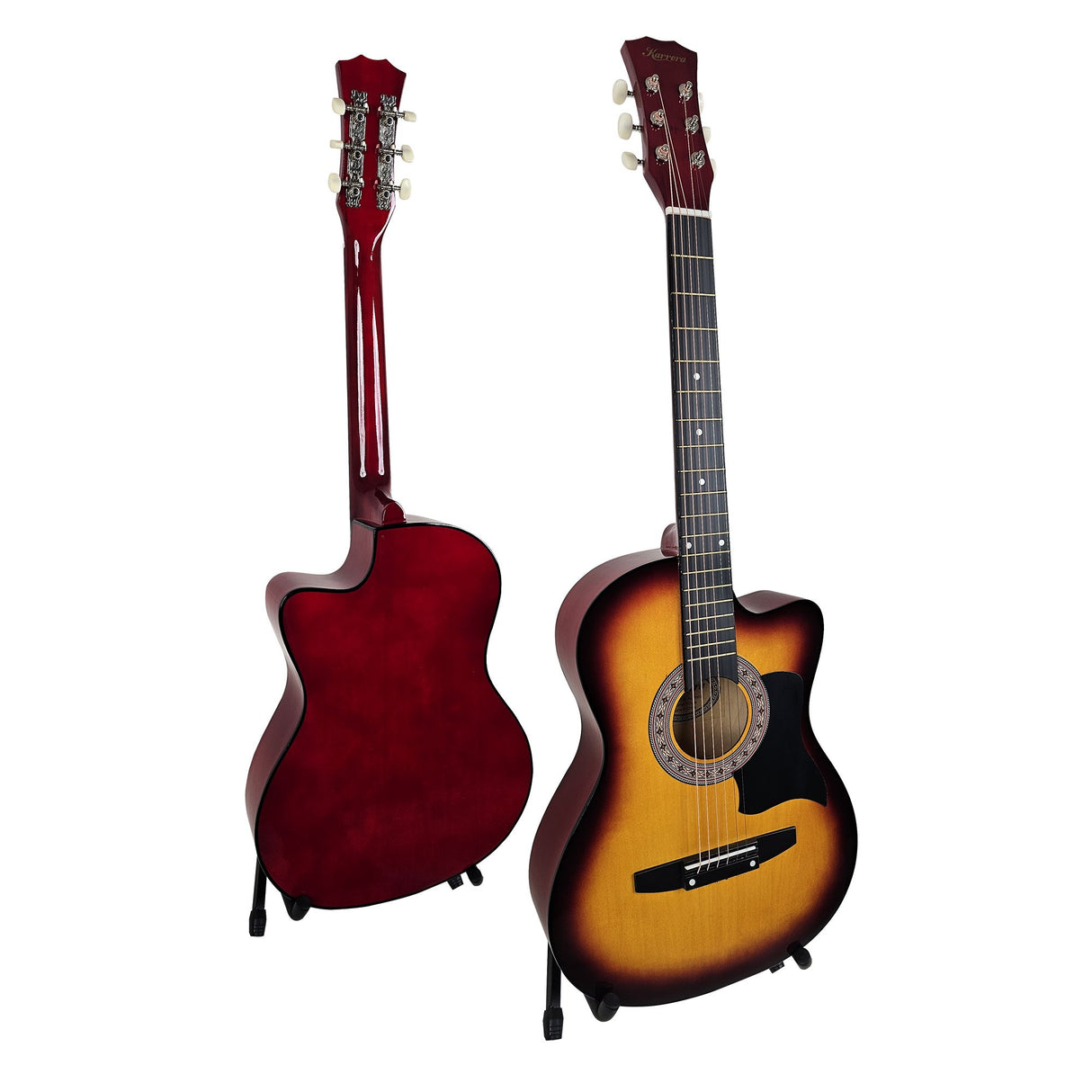 Karrera 38in Cutaway Acoustic Guitar Starter Kit with Bag and Accessories - Sunburst Finish