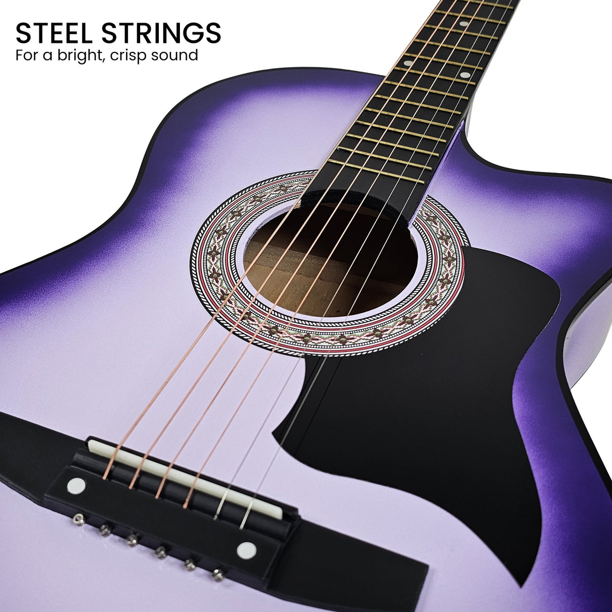 Karrera 38in Cutaway Acoustic Guitar Bundle with Accessories - Purple Burst