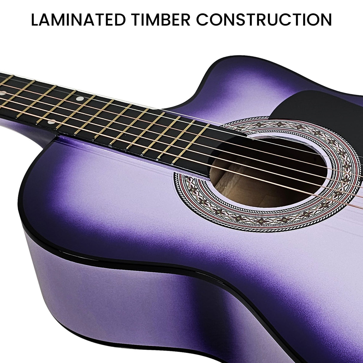 Karrera 38in Cutaway Acoustic Guitar Bundle with Accessories - Purple Burst