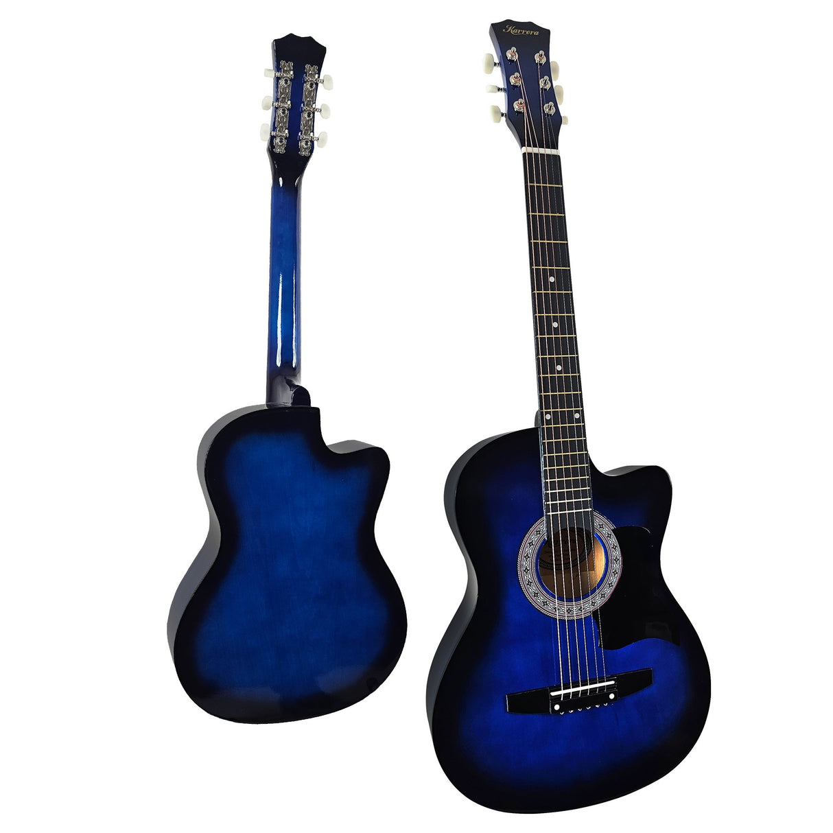 Karrera 38-Inch Blue Burst Cutaway Acoustic Guitar Set with Bag and Accessories