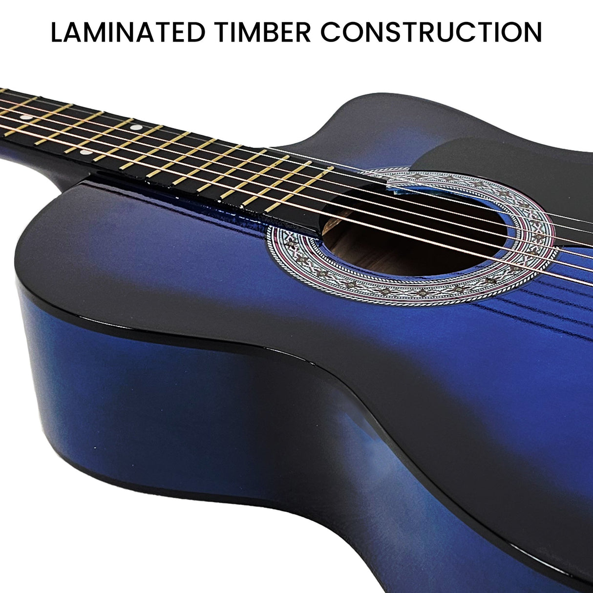 Karrera 38-Inch Blue Burst Cutaway Acoustic Guitar Set with Bag and Accessories