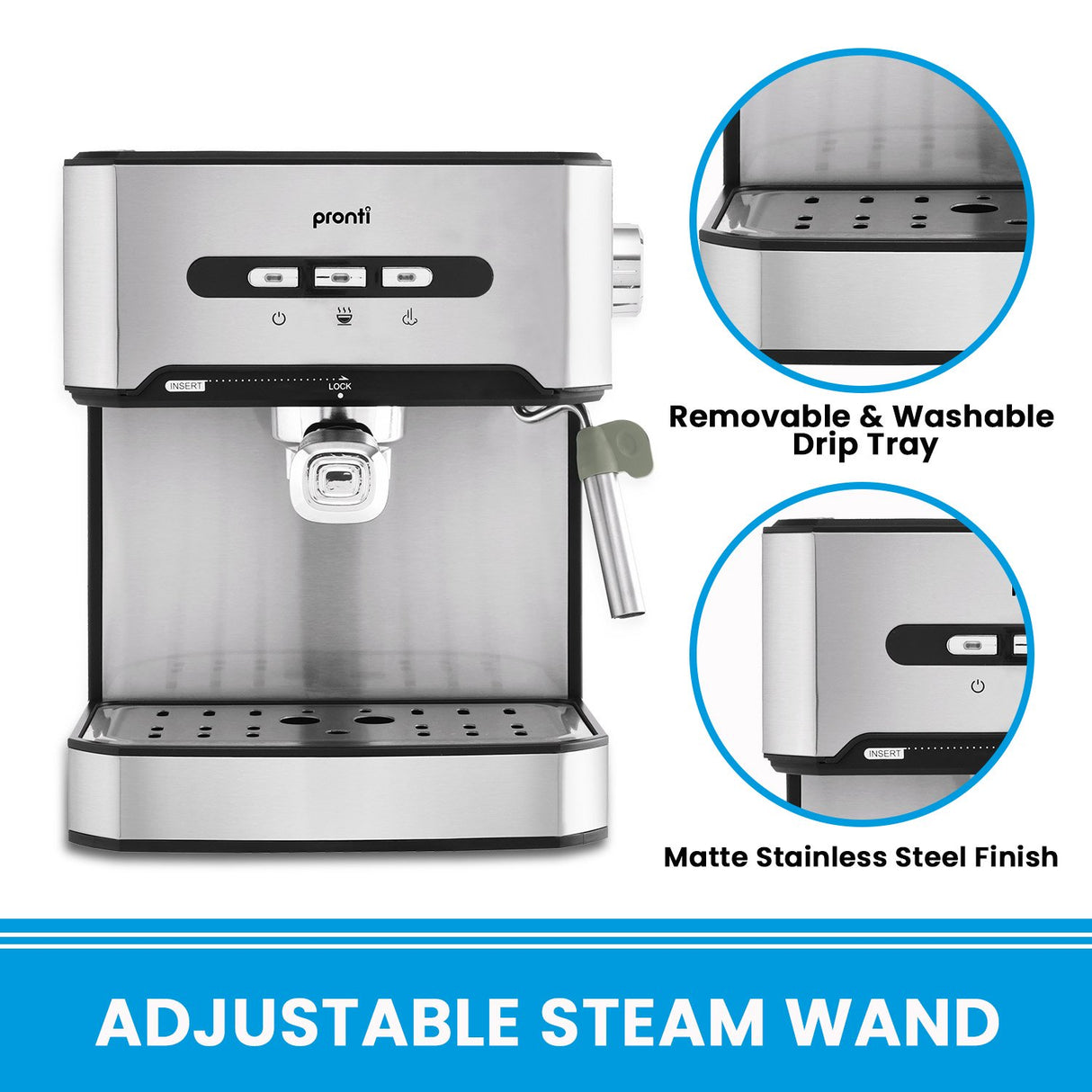 Pronti 1.6L Automatic Espresso Maker with Integrated Milk Frother