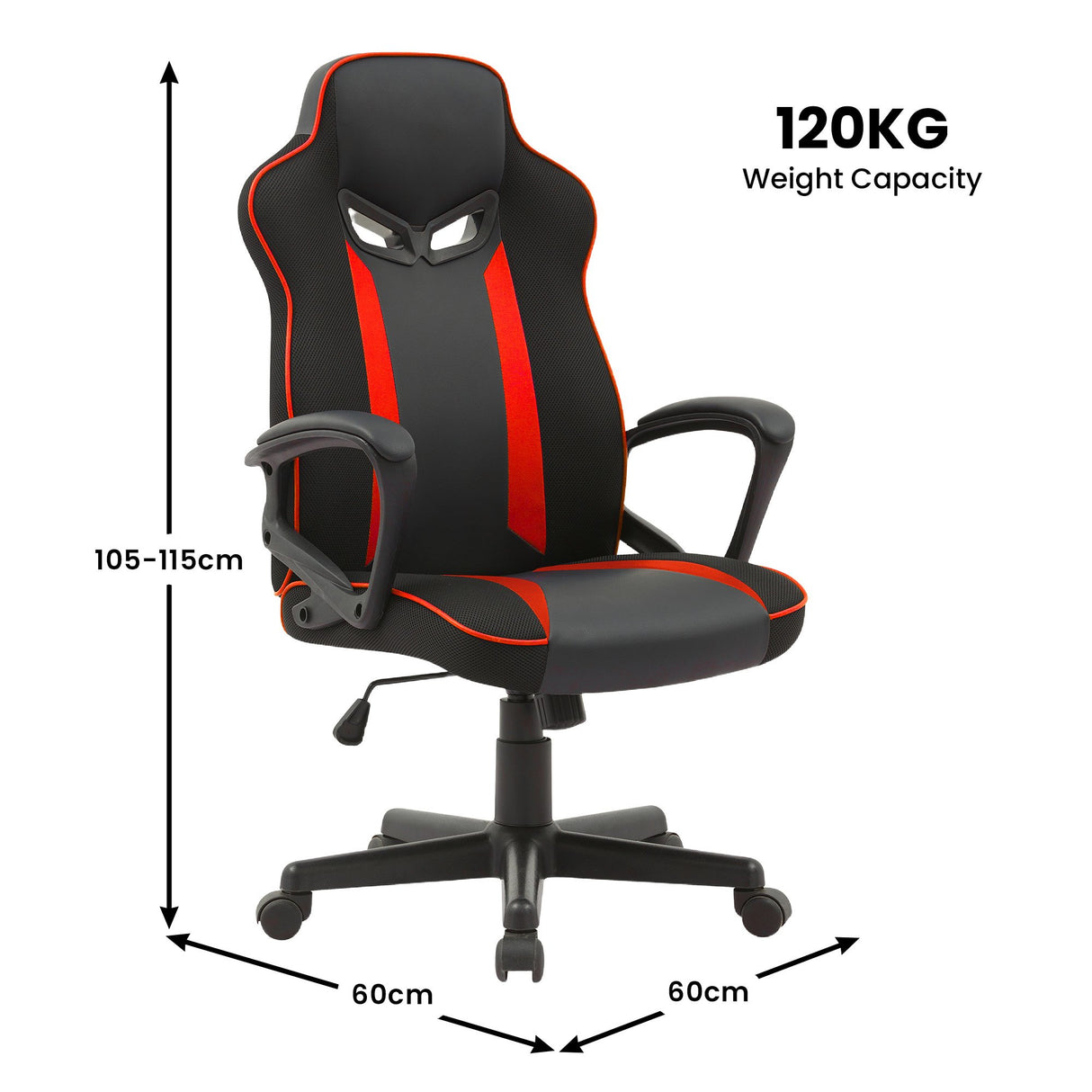 Sarantino Fayzo Racing Reclining Office Gaming Chair Black And Red Adjustable Computer Desk Seat With Adjustable Height Breathable Mesh Back Padded Armrests