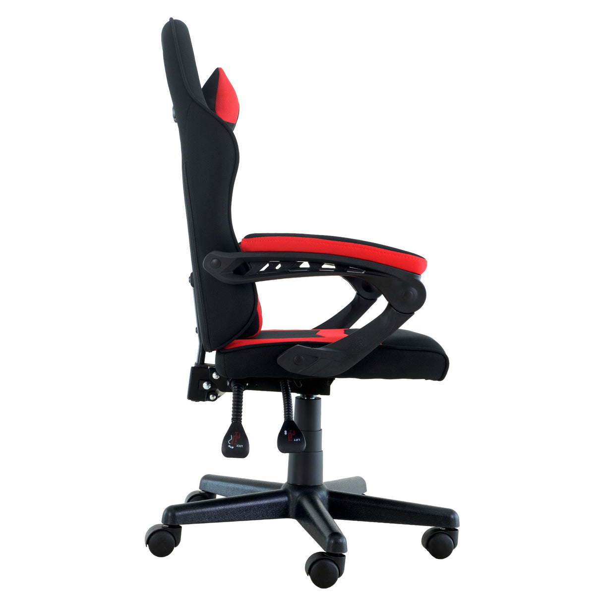 Sarantino Antre Kids Study Gaming Chair Black Red Computer Desk Seat Adjustable Height Ergonomic Back Support Padded Armrests