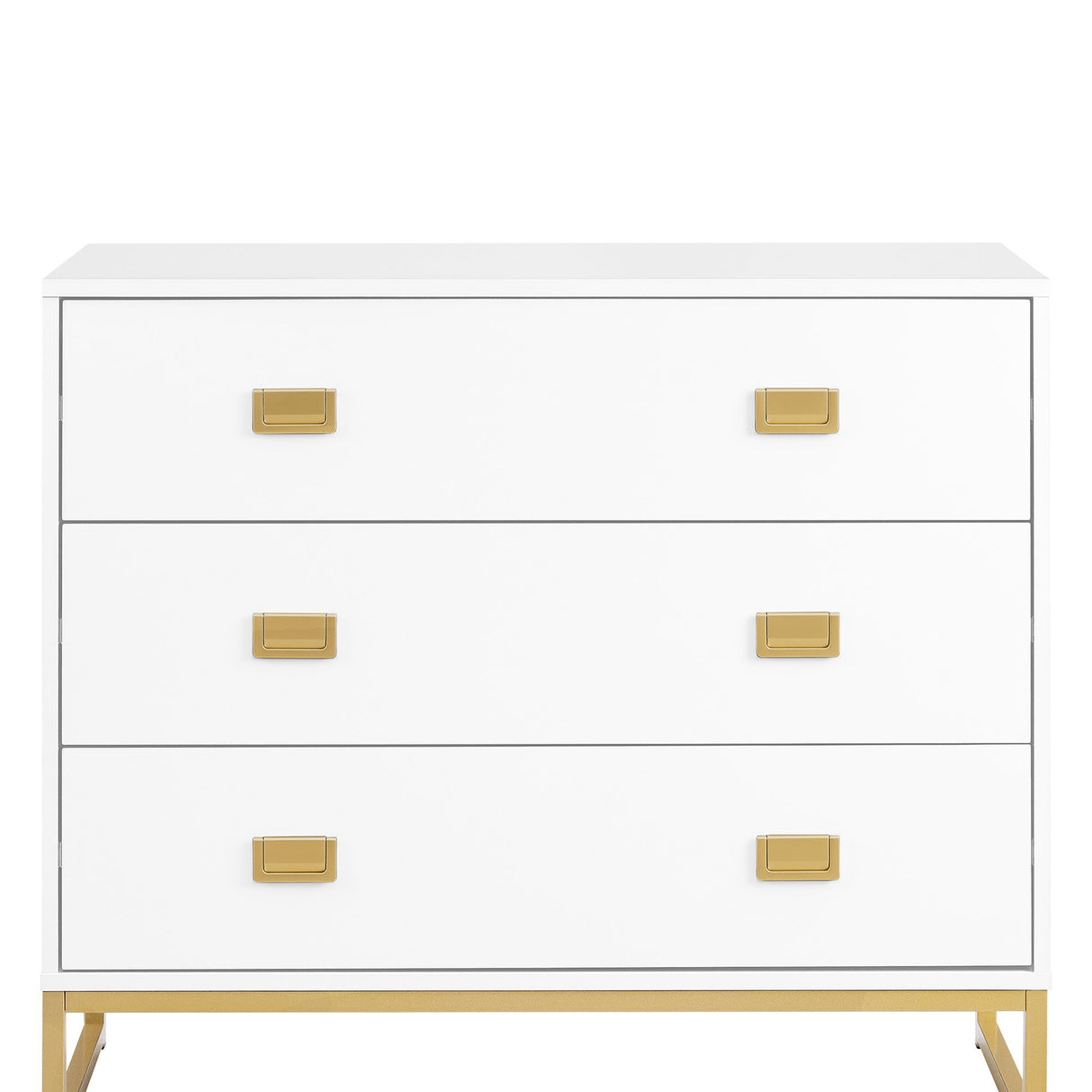 Sarantino Amara Chest of Drawers Tallboy Dresser in White/Gold