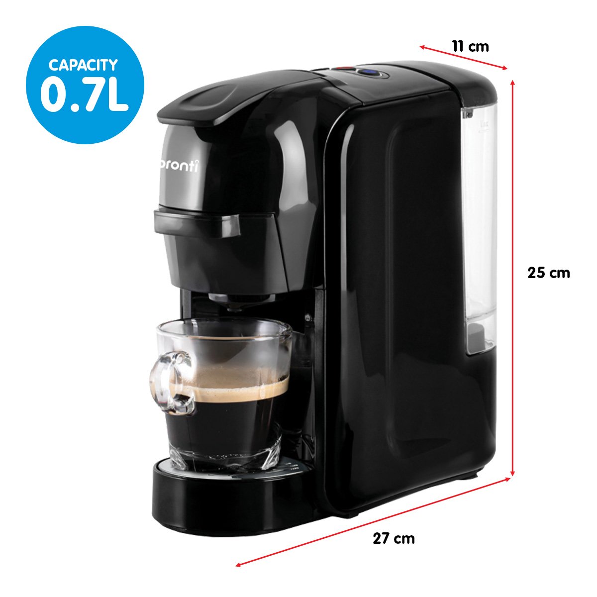 Pronti HomeMaid 3-in-1 Coffee Machine Multi-Capsule Pods and Ground Coffee Nespresso & Caffitaly Com