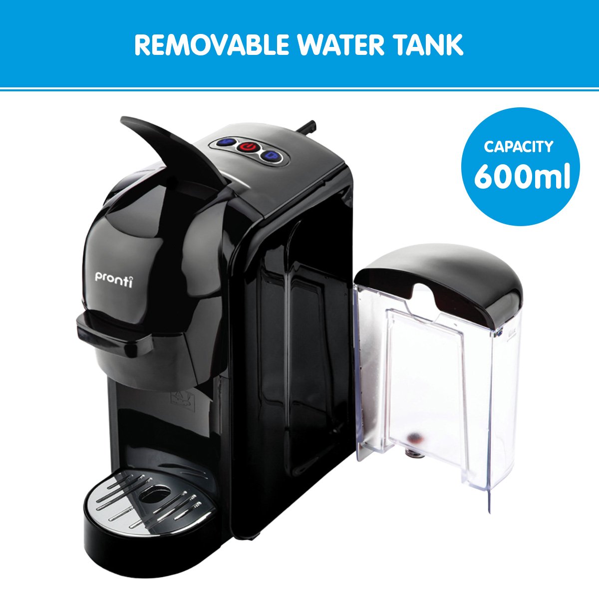 Pronti HomeMaid 3-in-1 Coffee Machine Multi-Capsule Pods and Ground Coffee Nespresso & Caffitaly Compatible CM-511HM