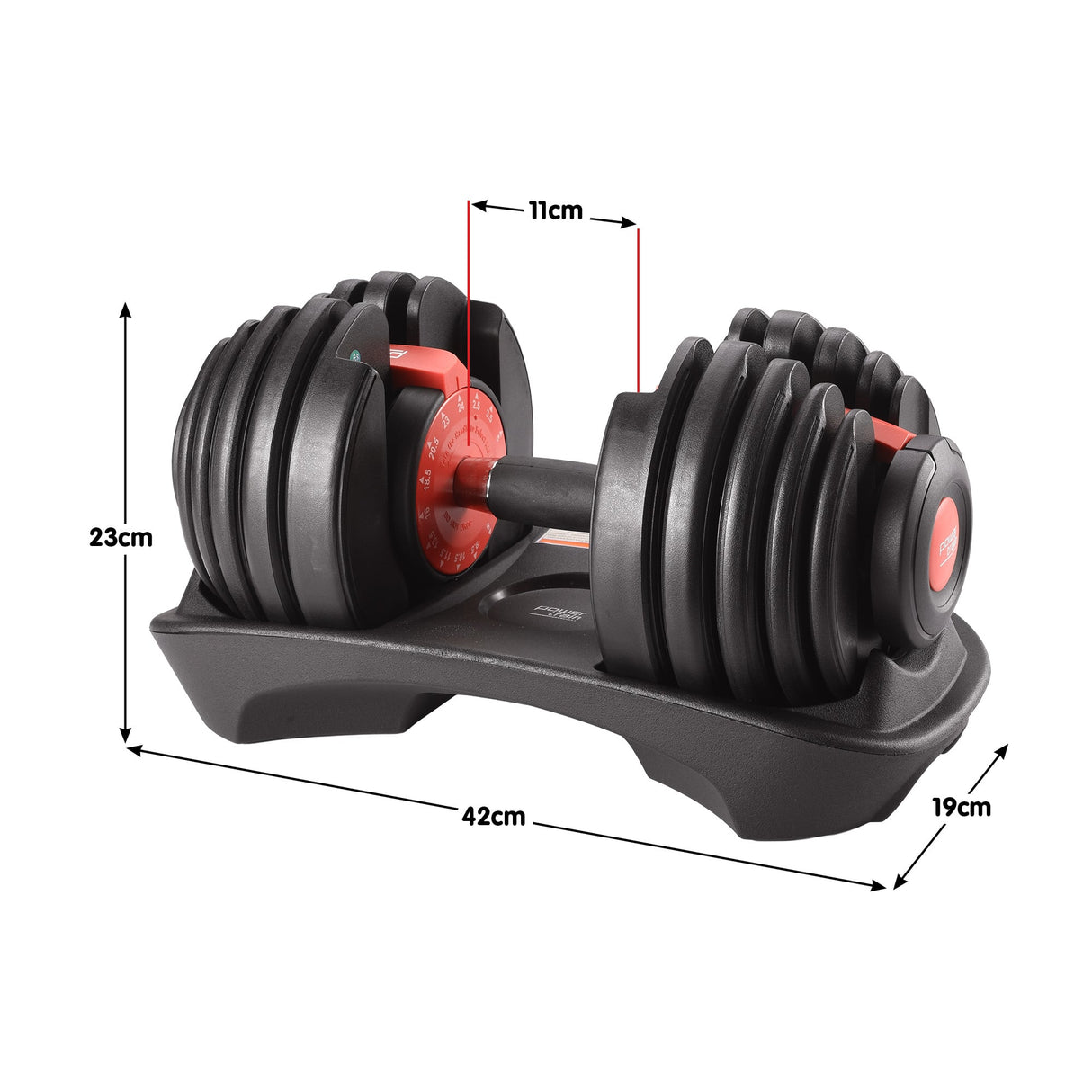 Powertrain 48kg Adjustable Dumbbells 15-in-1 Home Gym Weights Red