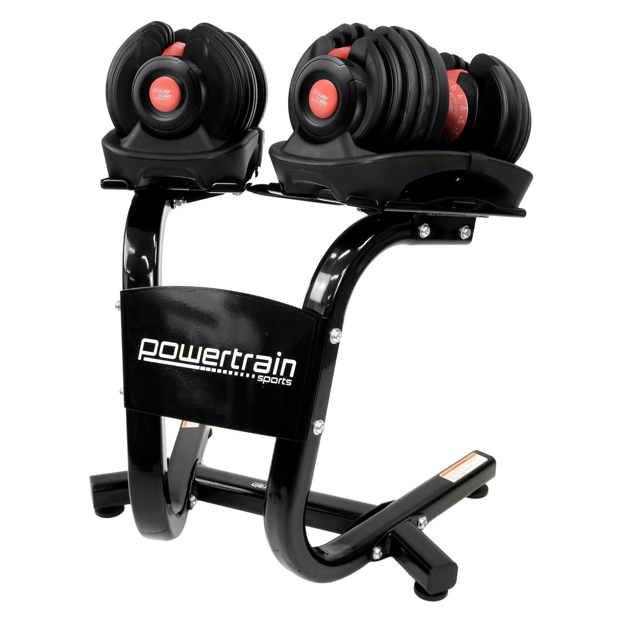 Powertrain 48kg Adjustable Dumbbells with Dumbbell Stand Red