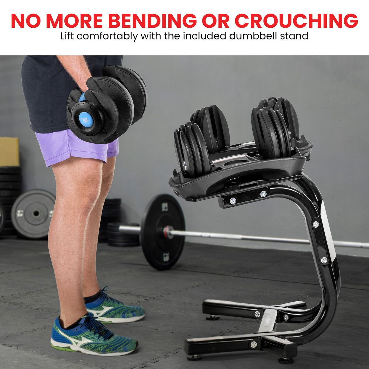 Powertrain 48KG Adjustable Dumbbell Set With Stand Blue