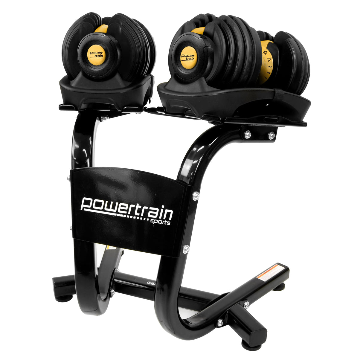 Powertrain 48KG Adjustable Dumbbell Set With Stand - Gold