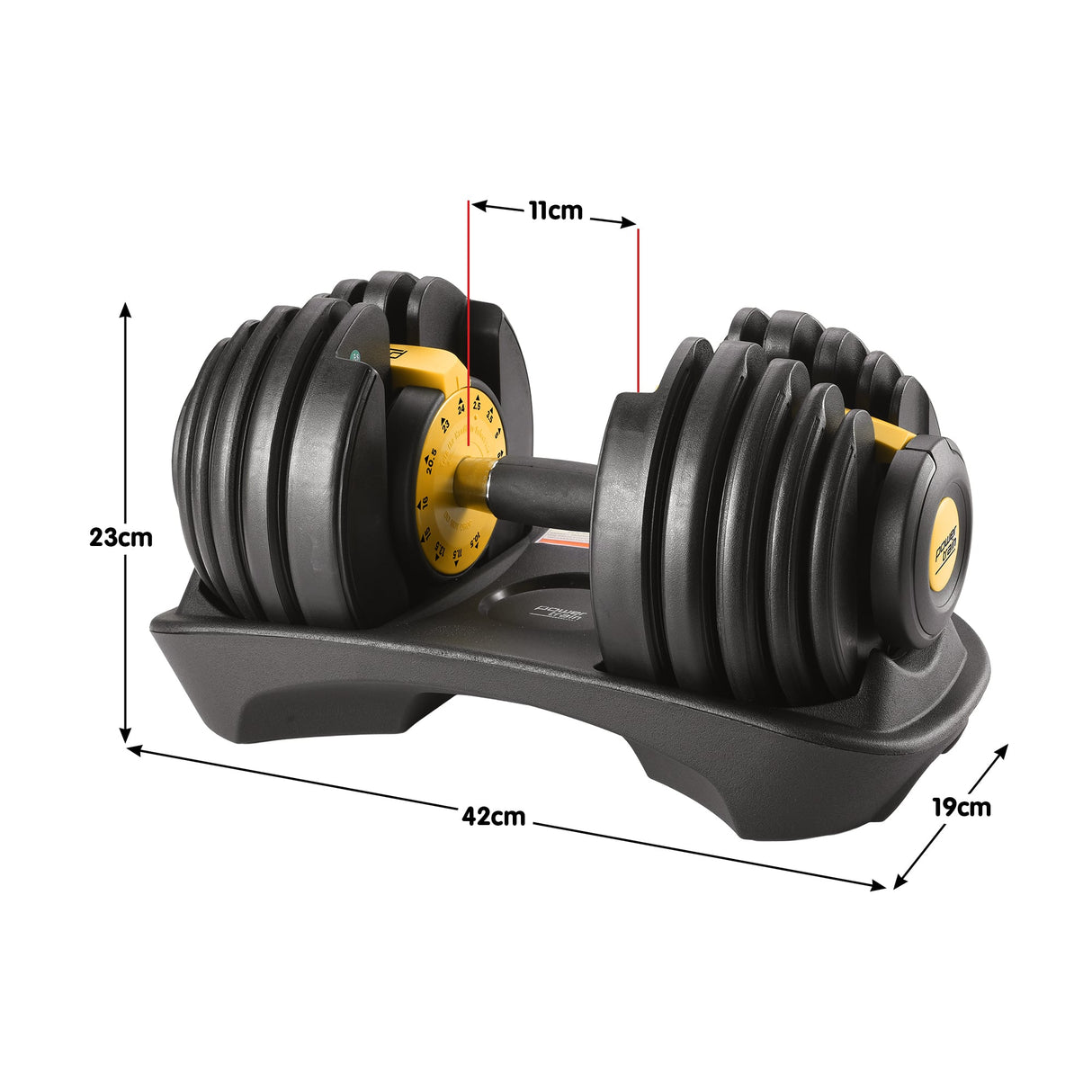 Powertrain 48KG Adjustable Dumbbell Set With Stand - Gold