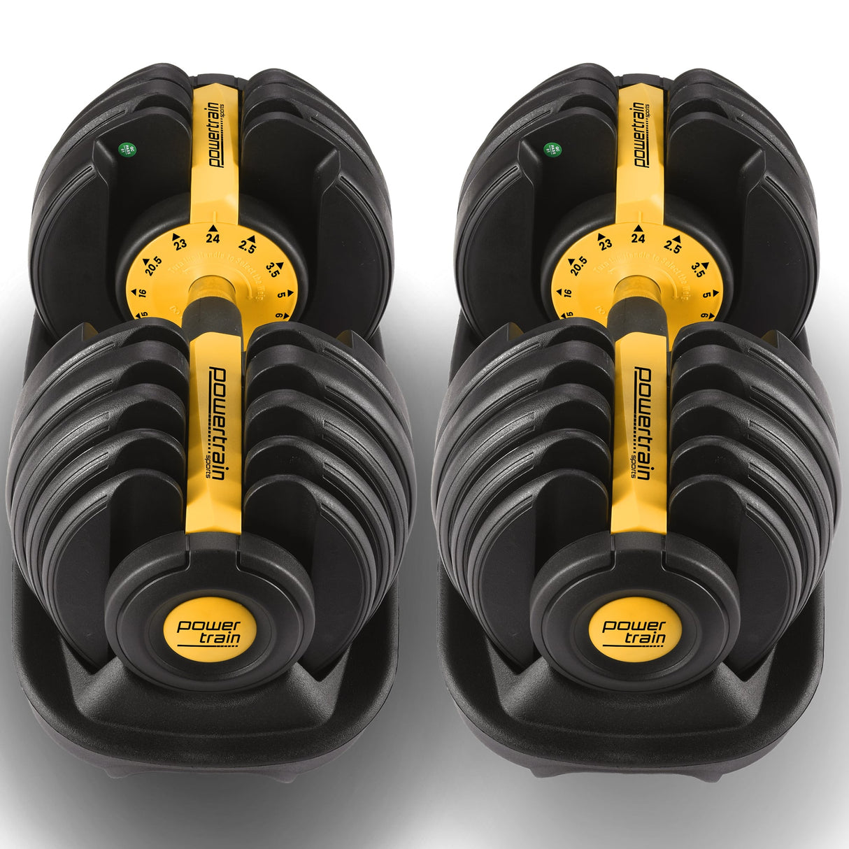 Powertrain 48KG Adjustable Dumbbell Set With Stand - Gold