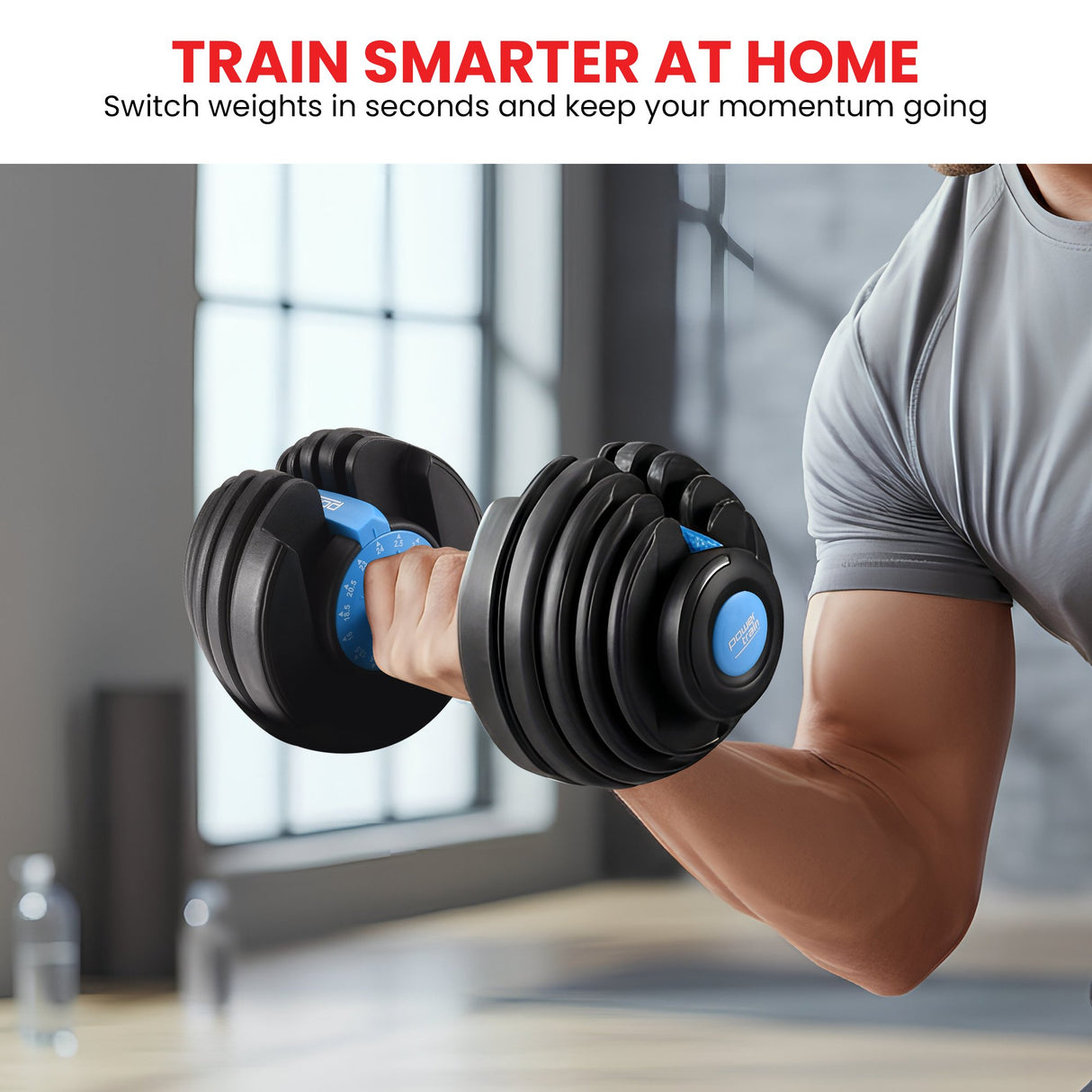 Powertrain 2x 24kg Adjustable Dumbbell Home Gym Set