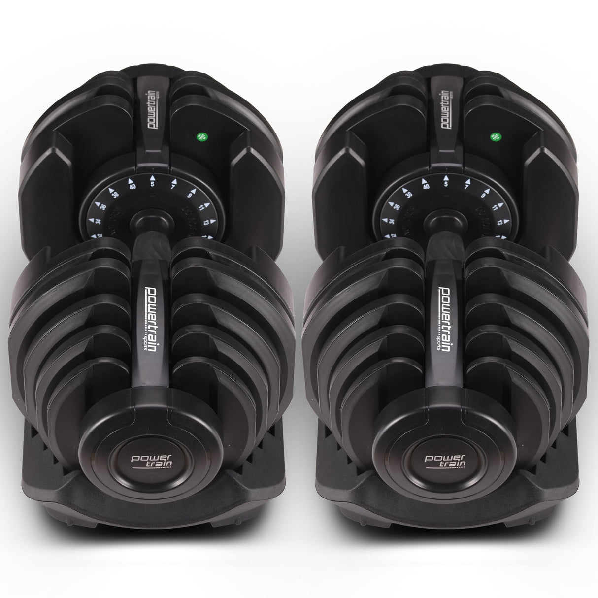 Powertrain 2 x 40kg Powertrain Adjustable Dumbbells Home Gym Set