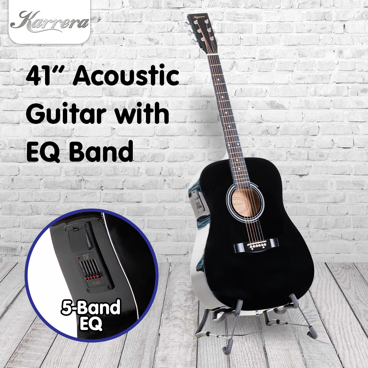 Karrera Electronic Acoustic Guitar 41in - Black