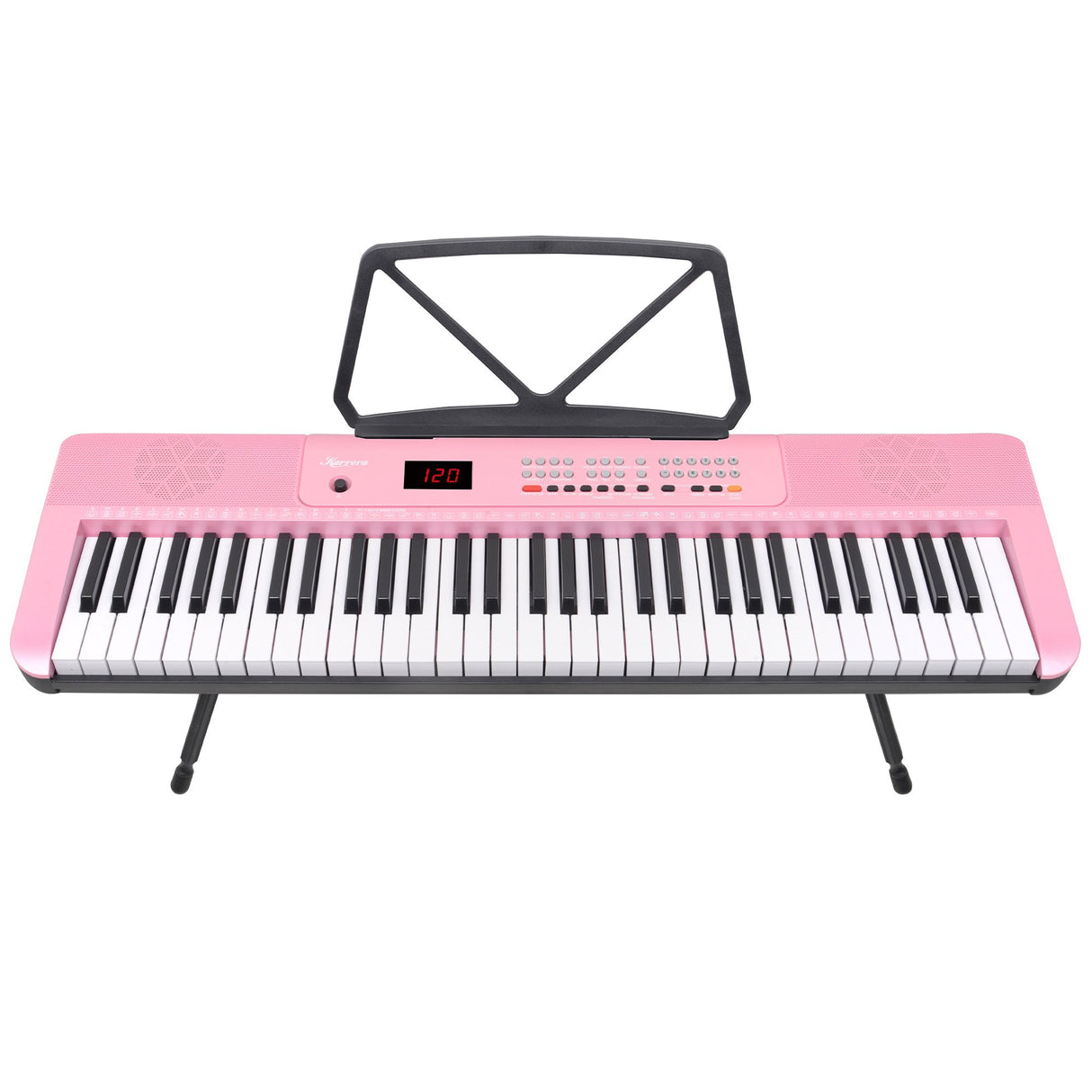 Karrera 61-Key Electronic Piano Keyboard with LED and Folding Stand in Pink CHJ-SD1