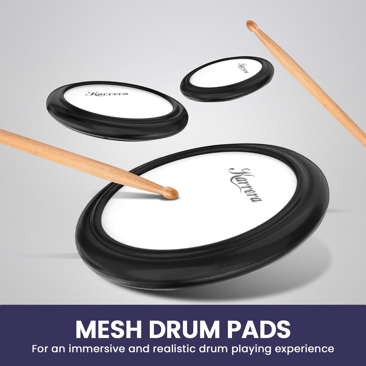 Karrera TDX-16 Electronic Drum Kit with LCD, Toms, Snares Quiet Mesh Pads & Pedals, Adjustable Stool, Headphones