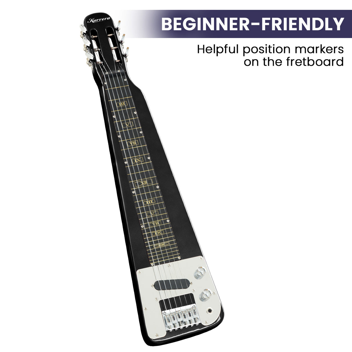Karrera 29in 6-String Lap Steel Hawaiian Guitar - Black