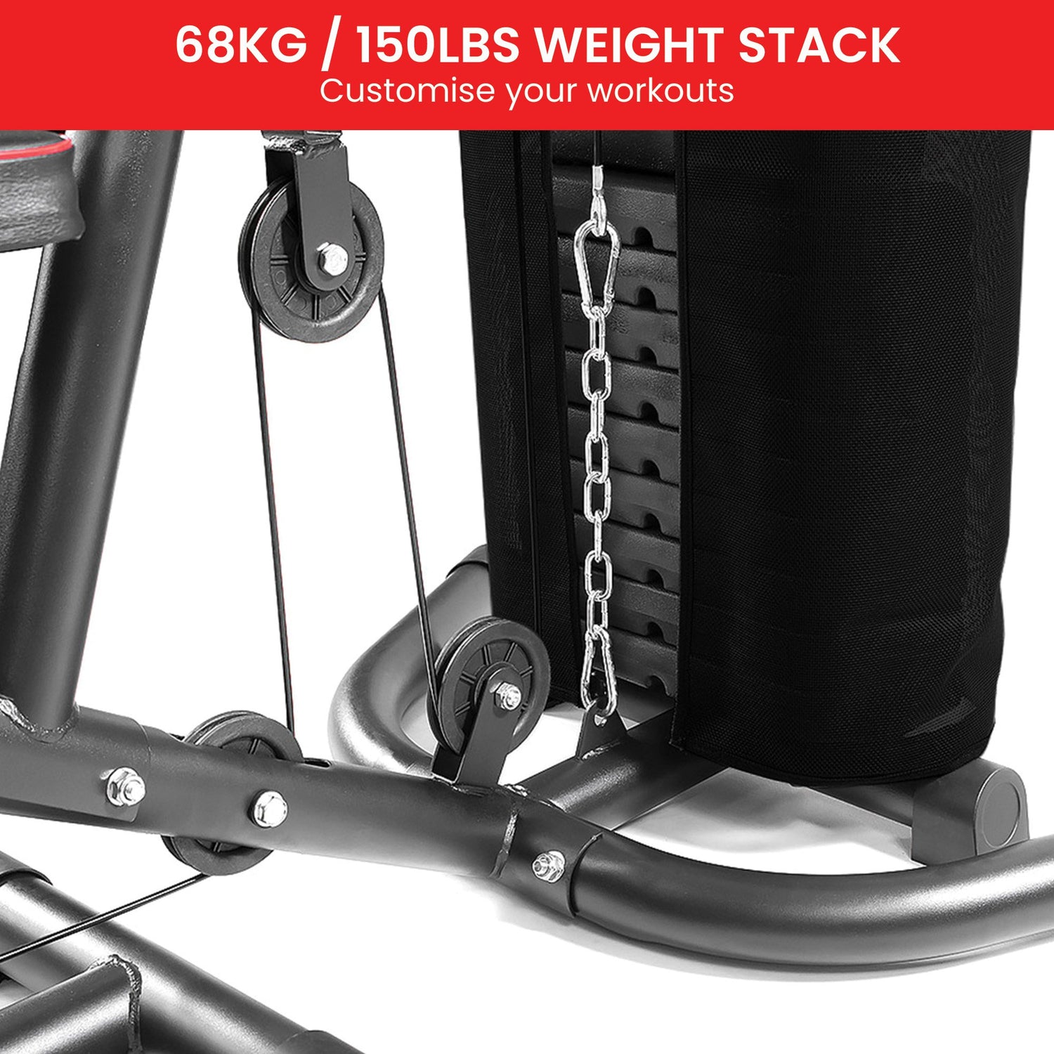 Powertrain Multi Station Home Gym with 68kg Weights Preacher Curl Pad