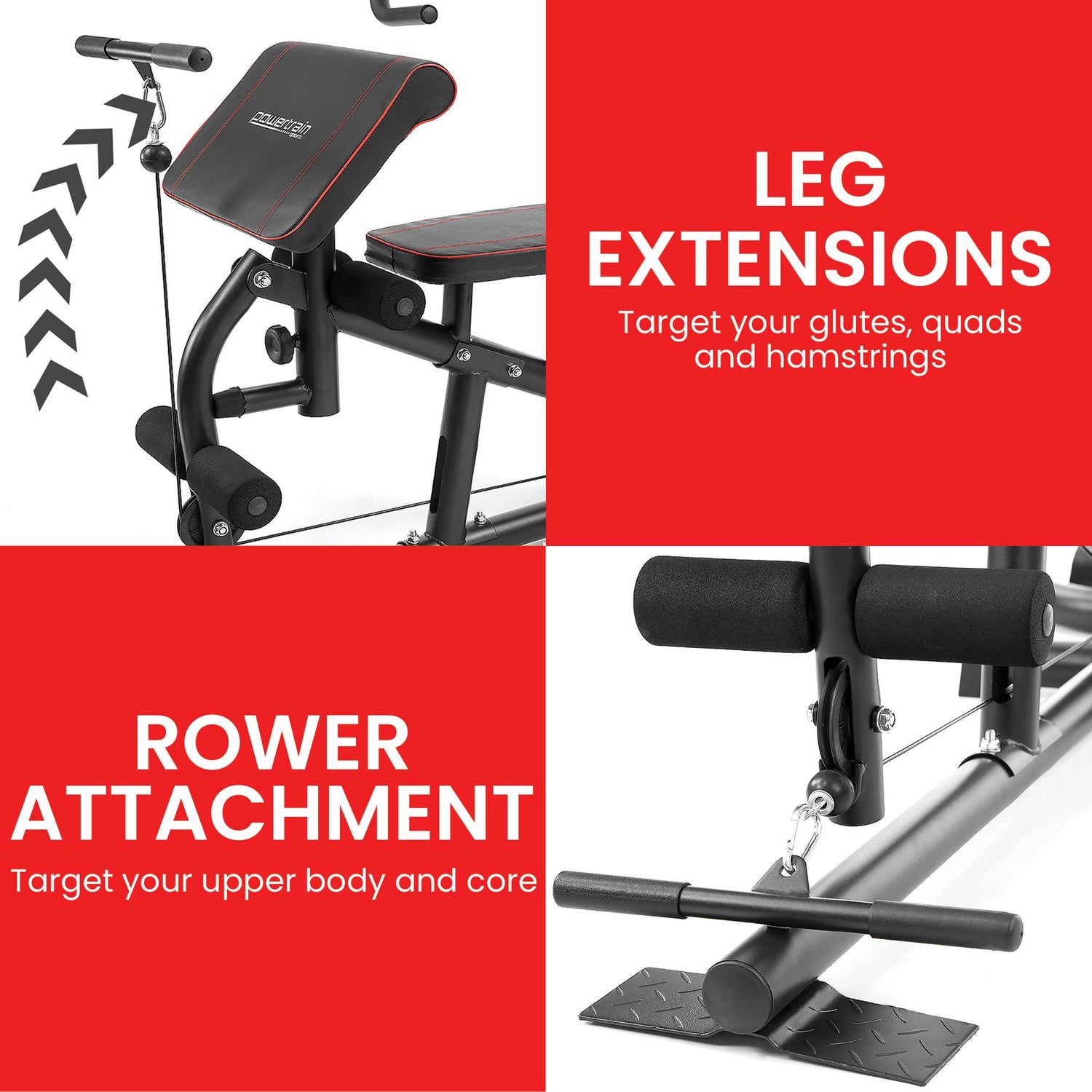 Powertrain Multi Station Home Gym with 68kg Weights Preacher Curl Pad