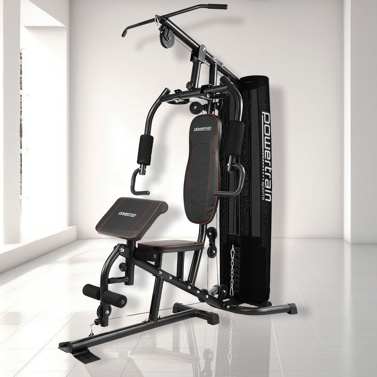 Powertrain Multi Station Home Gym with 68kg Weights Preacher Curl Pad