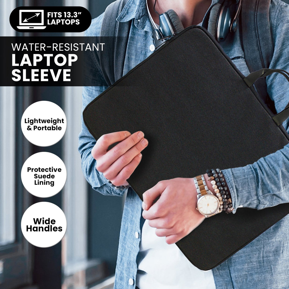 Klika Water-Resistant Laptop Sleeve Bag for 13.3??Laptops