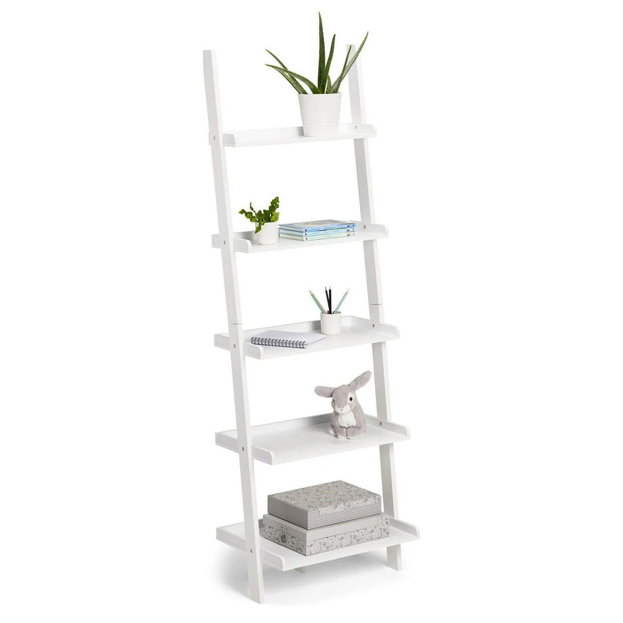 Sarantino Aster 5-Tier Ladder Shelf in White