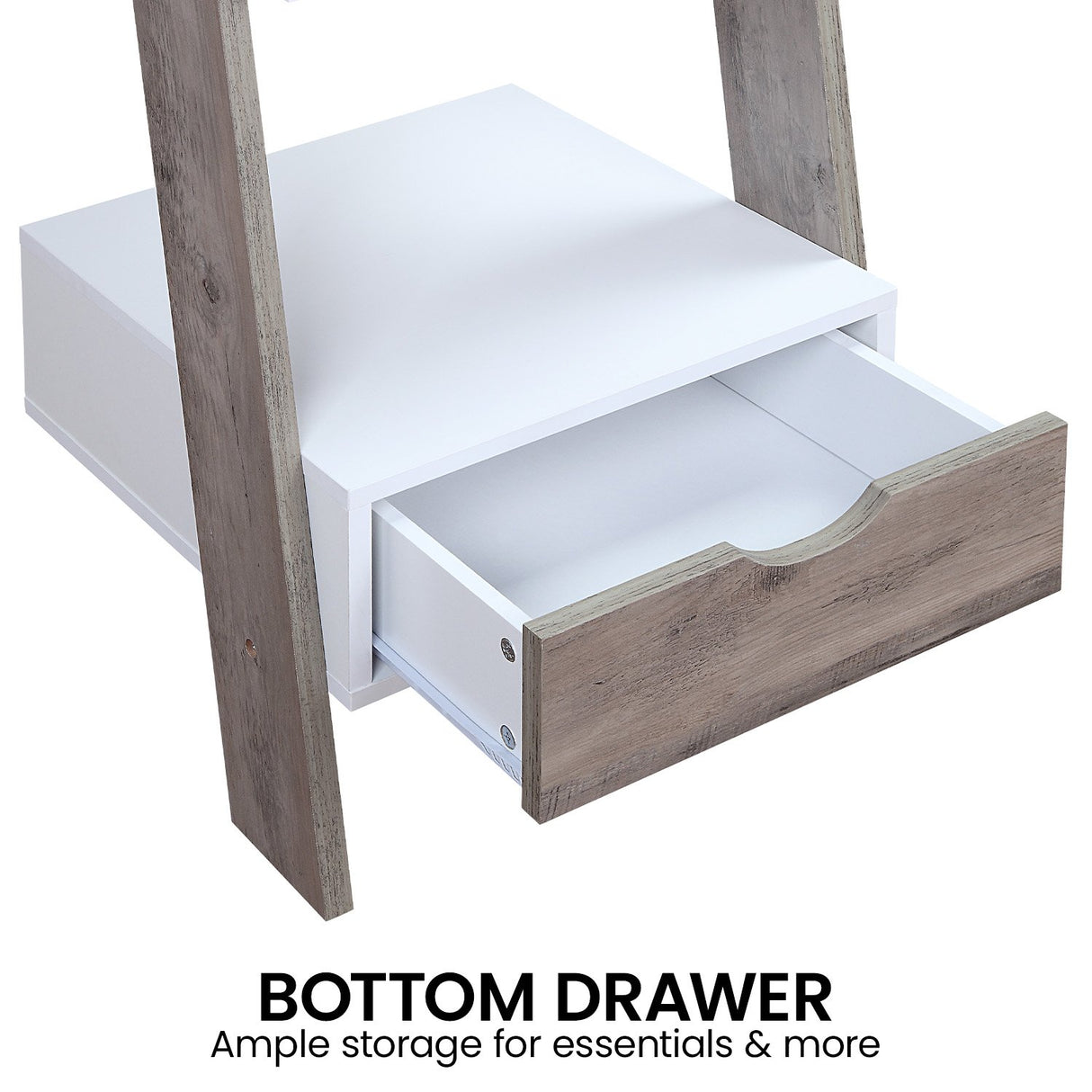 Sarantino Mira 5-Tier Ladder Shelf in White and Grey Oak