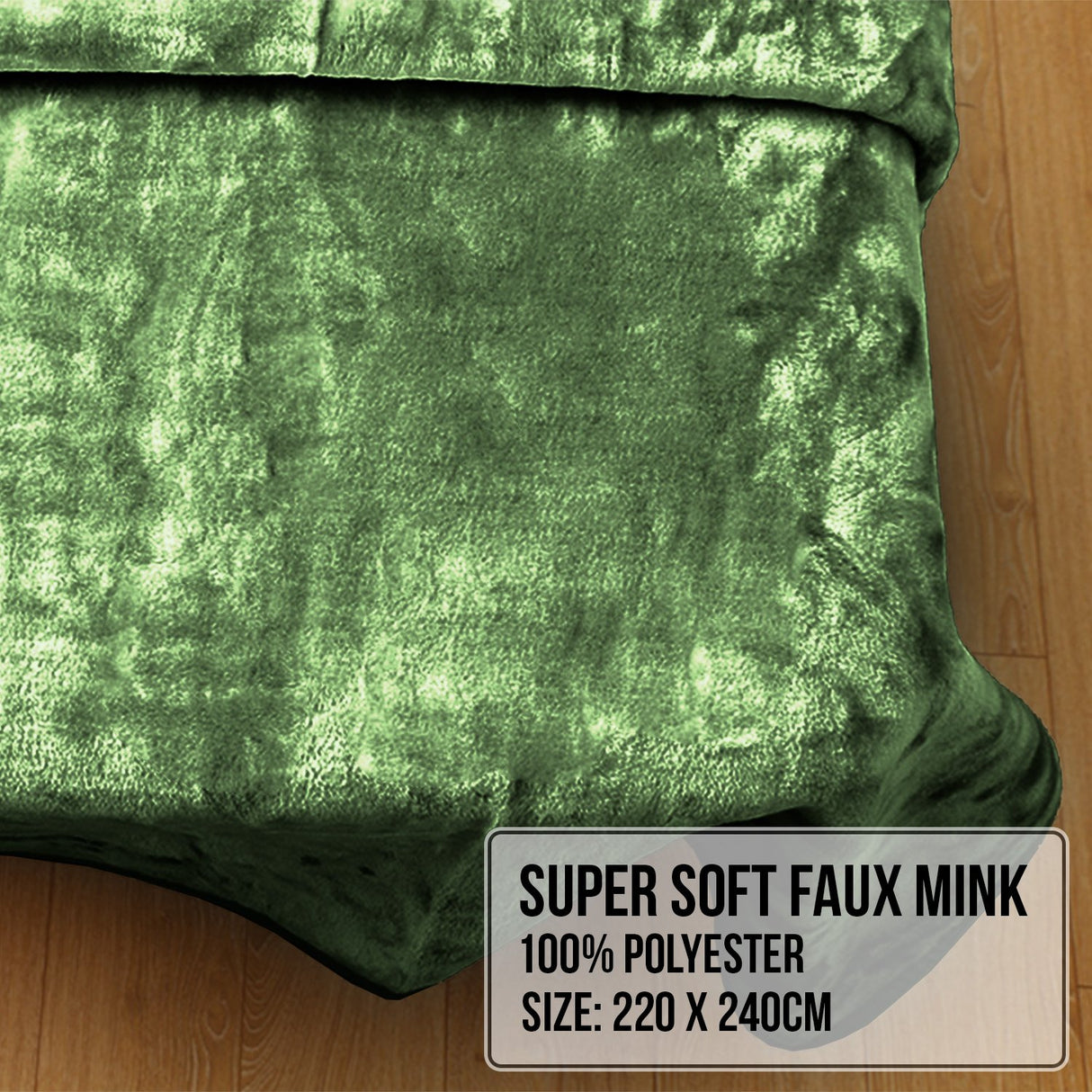 Laura Hill 600gsm Faux Mink Blanket Queen Size Double-sided Throw Rug Large Super Luxurious Soft - Green