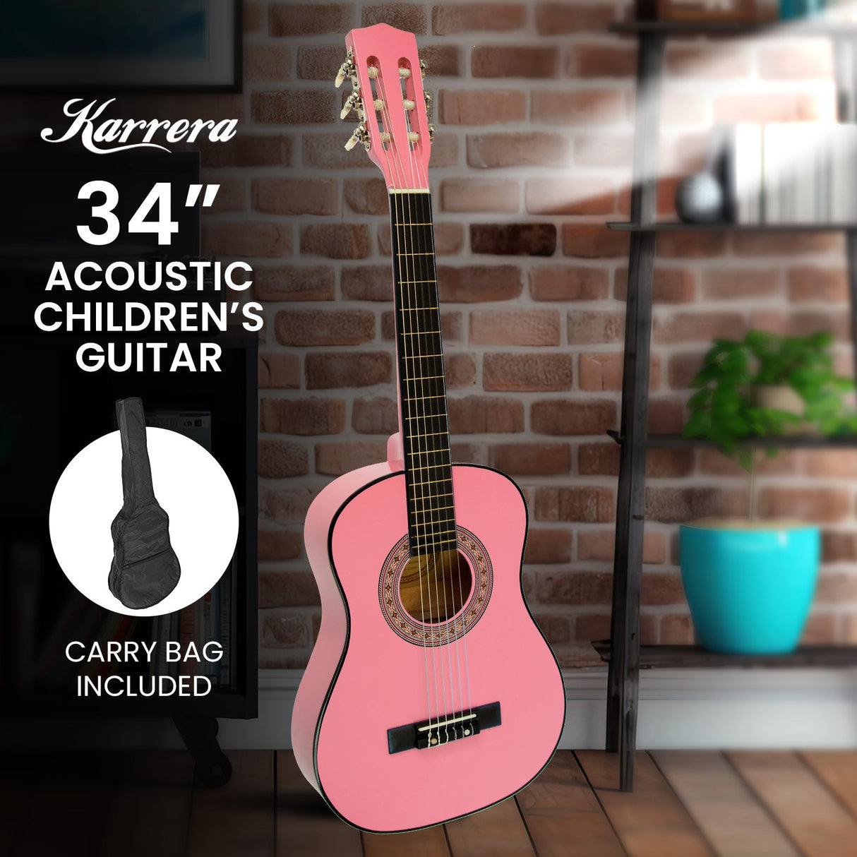 Karrera 34 Kids Acoustic Guitar - Pink Edition