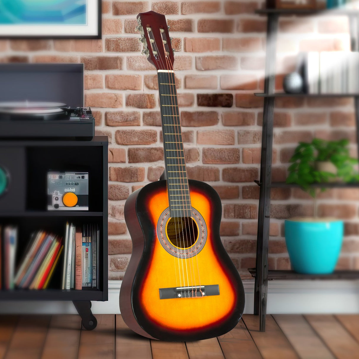 Karrera 34-Inch Sunburst Acoustic Guitar for Kids - Real Wooden Instrument