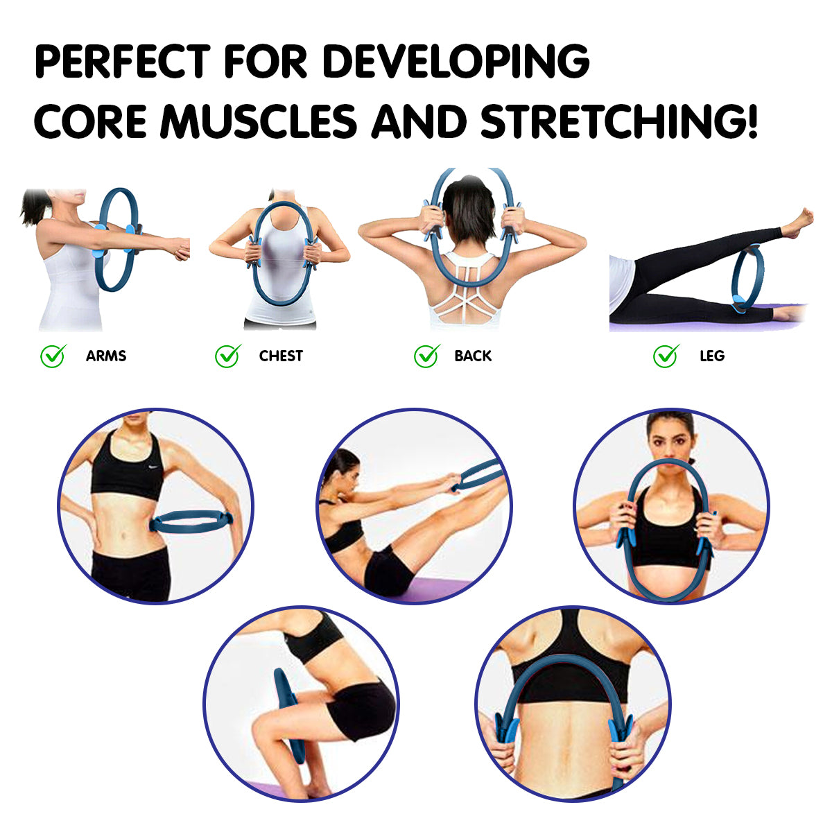 Powertrain Pilates Ring Band Yoga Home Workout Exercise Band - Blue