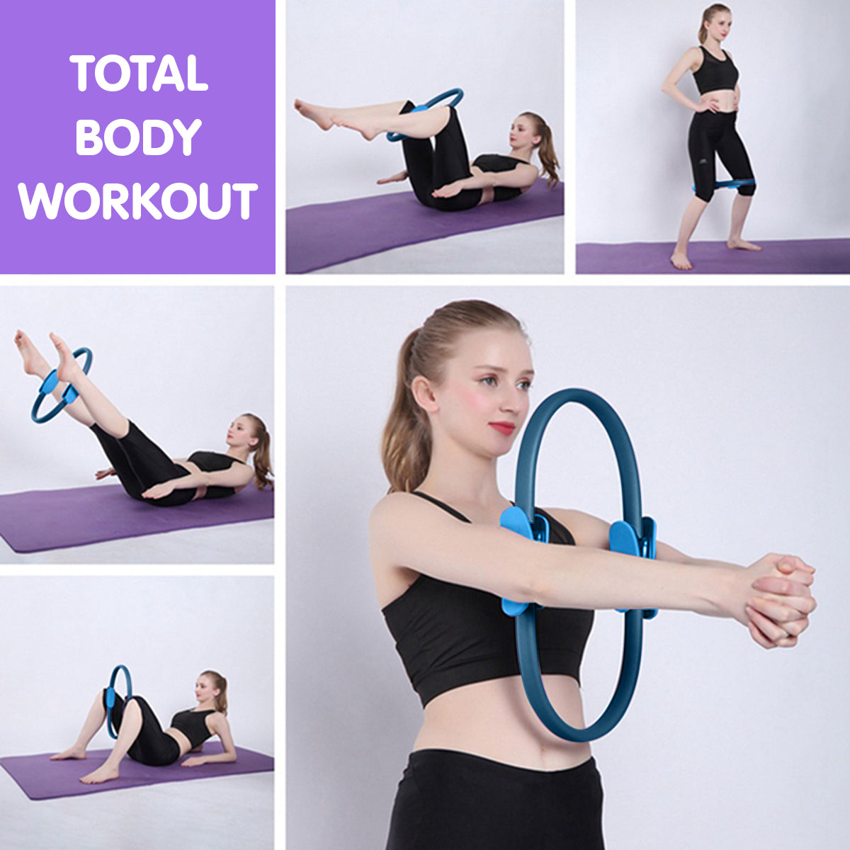 Powertrain Pilates Ring Band Yoga Home Workout Exercise Band - Blue