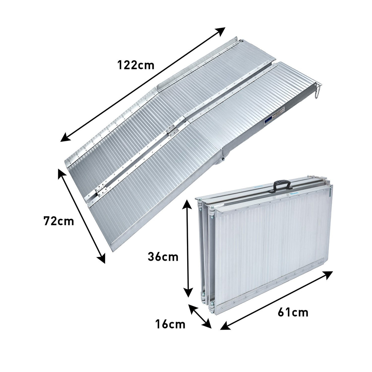 Kartrite 4ft Aluminium Foldable Wheelchair Ramp Non-Slip R02 Silver