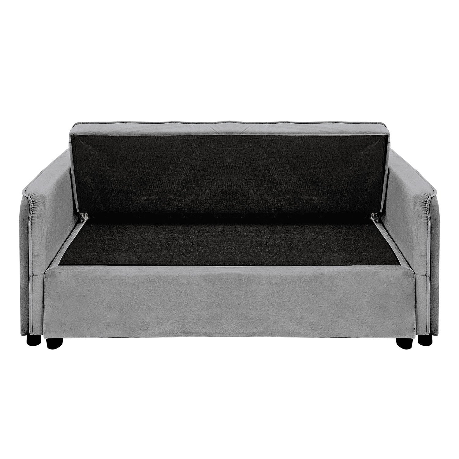 Sarantino Quincy 2-Seater Velvet Sofa Bed in Dark Grey with Wooden Frame and Tufted Design - Dark Grey