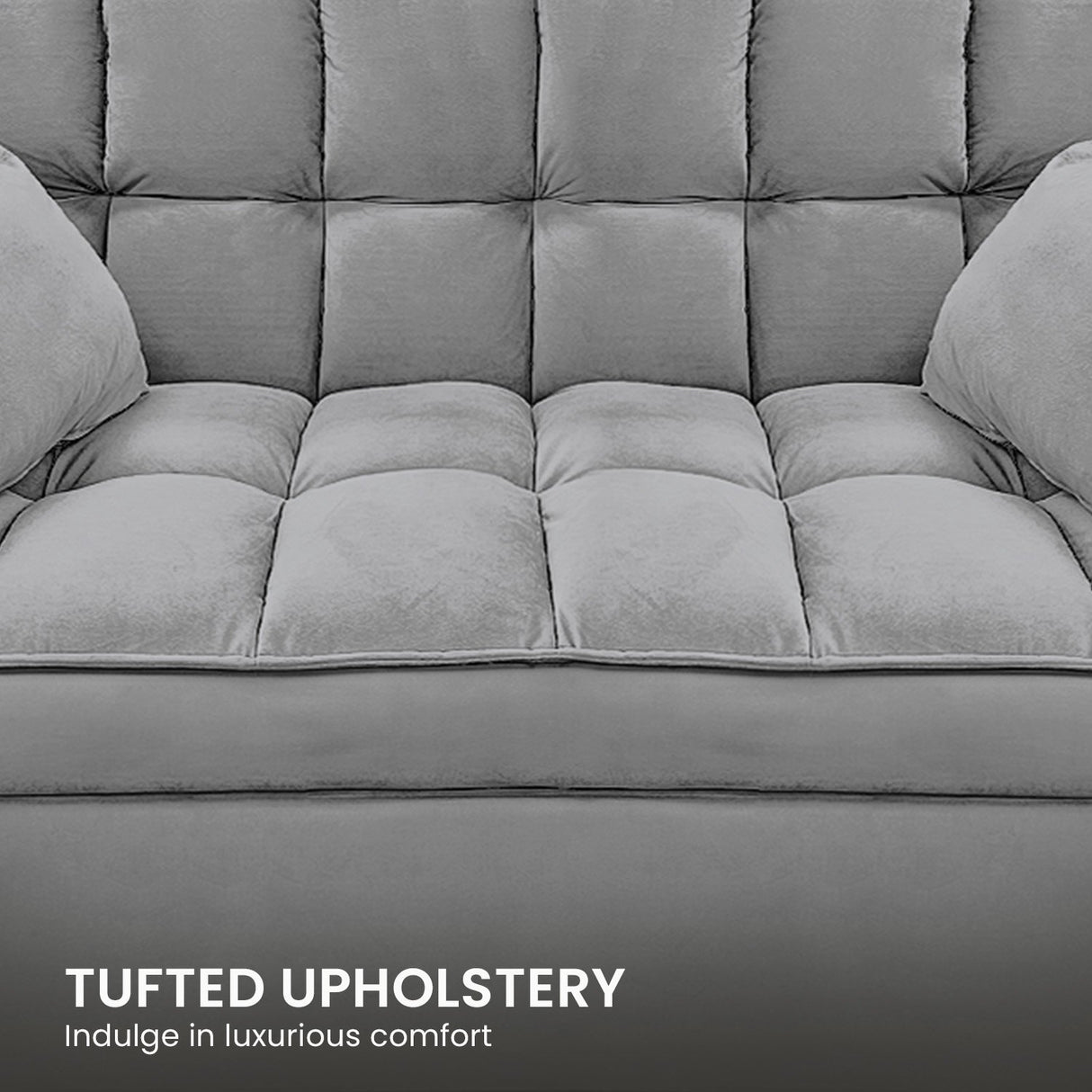 Sarantino Quincy 2-Seater Velvet Sofa Bed in Dark Grey with Wooden Frame and Tufted Design - Dark Grey