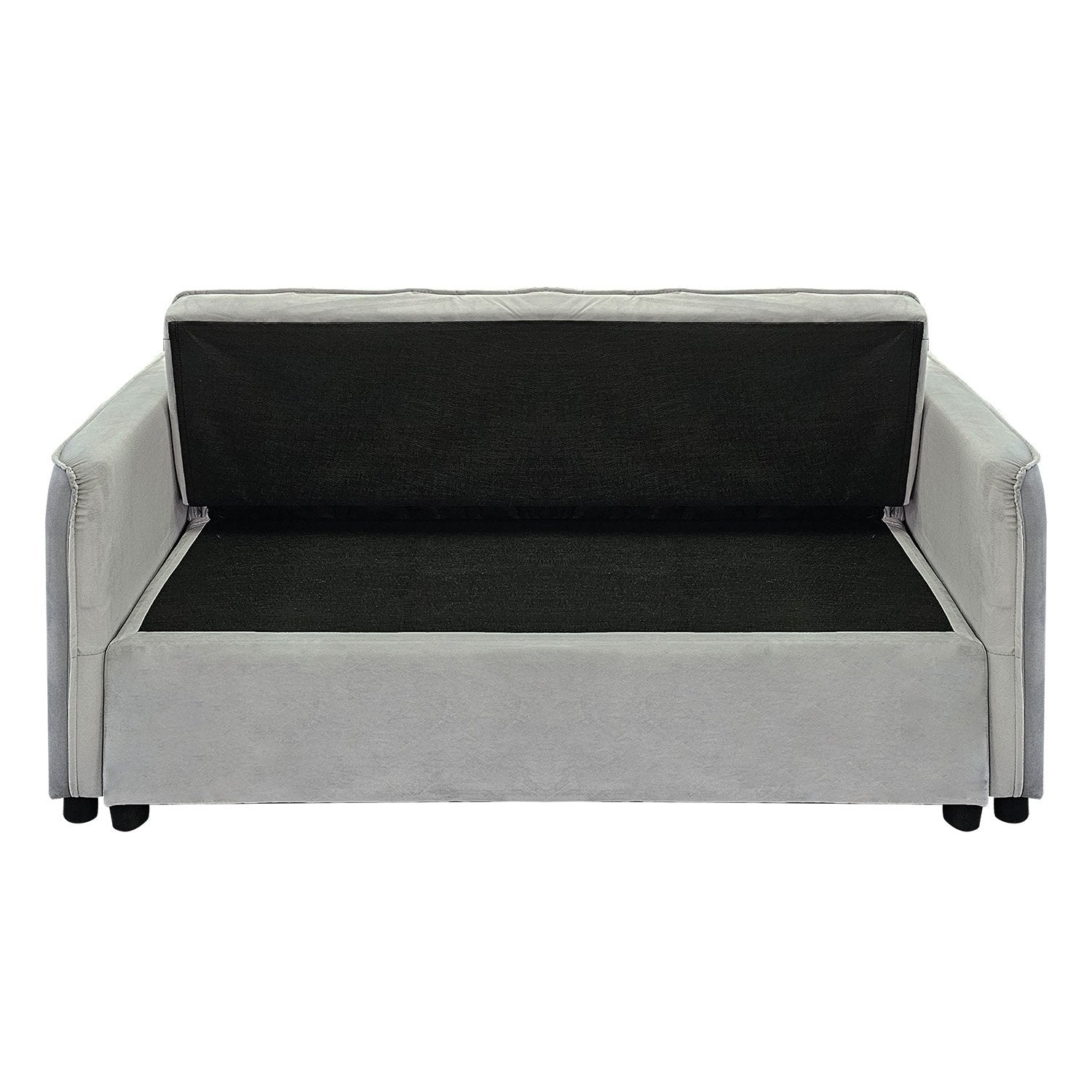 Sarantino Quincy 2-Seater Velvet Sofa Bed in Light Grey with Wooden Frame and Tufted Design