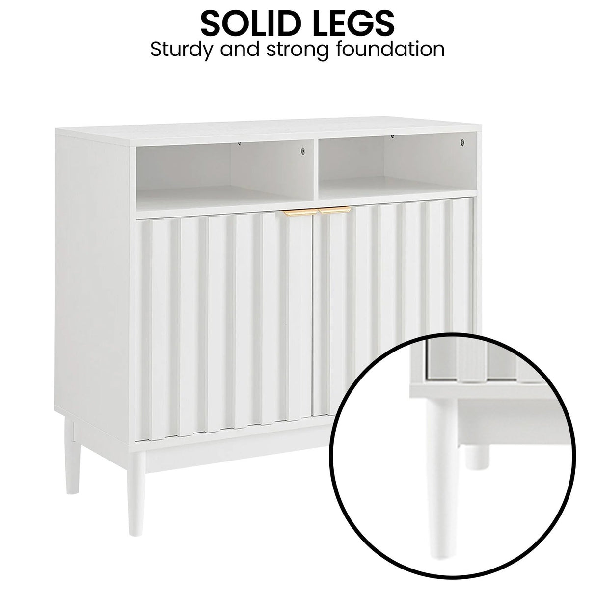 Sarantino Eleni 2-Door Sideboard Buffet Hallway Cabinet Storage Console Cupboard in White