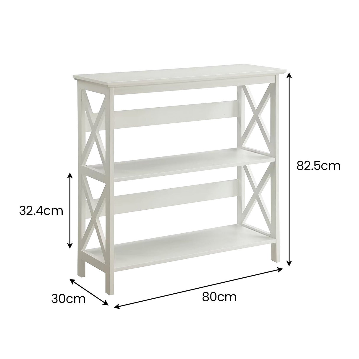 Sarantino Lucas 3-Tier Bookshelf Display Rack in White