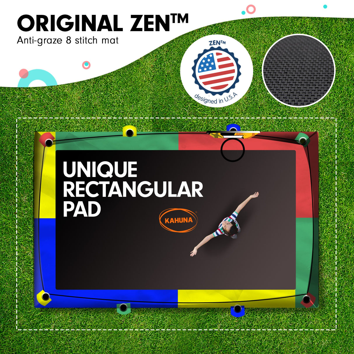 Kahuna 8ft x 11ft Rectangular Trampoline Rainbow Free Safety Net Spring Pad Cover Mat Ladder