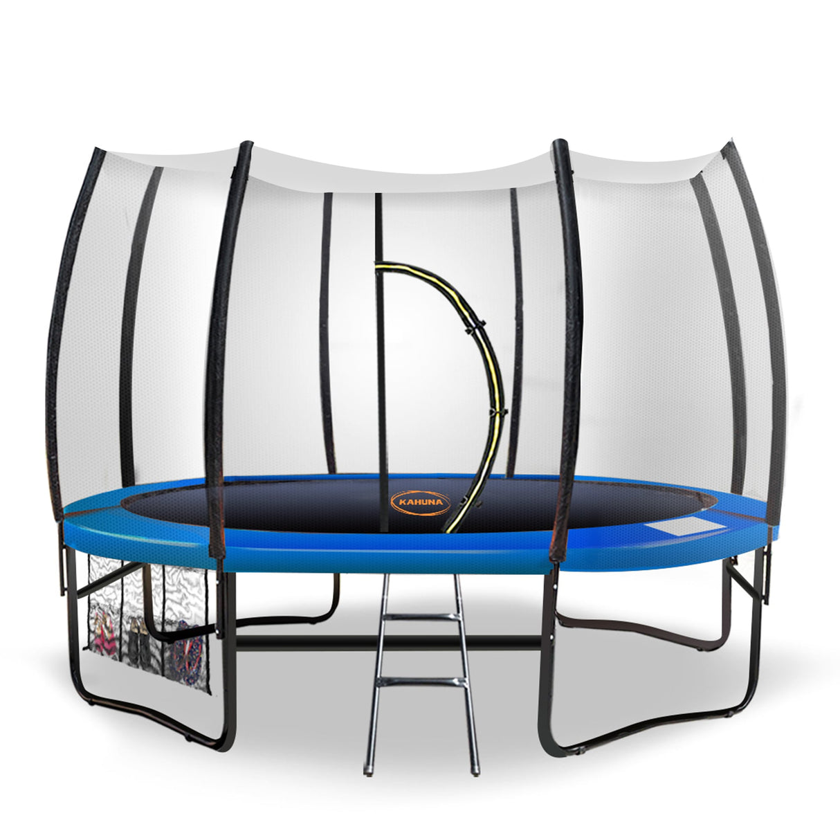 Kahuna 10ft Trampoline Twister Springless Safety Net Pad Mat with Basketball Set Orange