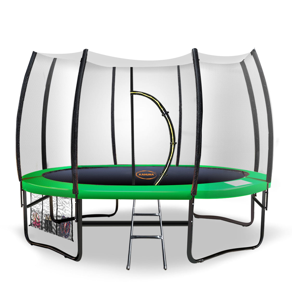 Kahuna 10ft Trampoline Twister Springless Safety Net Pad Mat with Basketball Set Orange