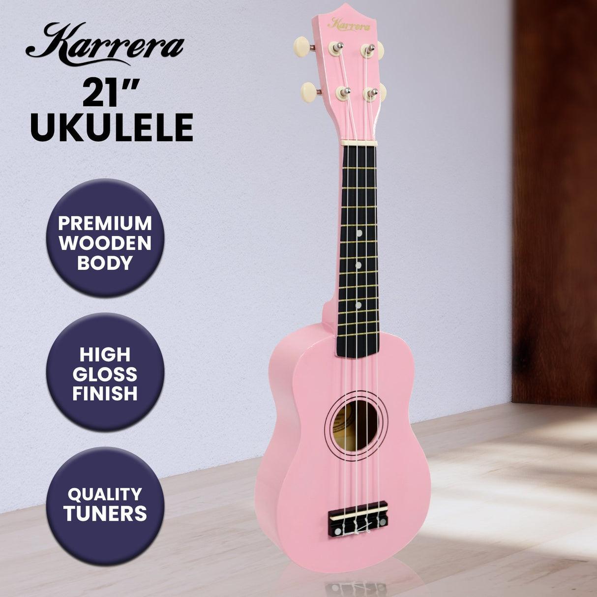 Karrera 21-Inch Pink Ukulele for Beginners