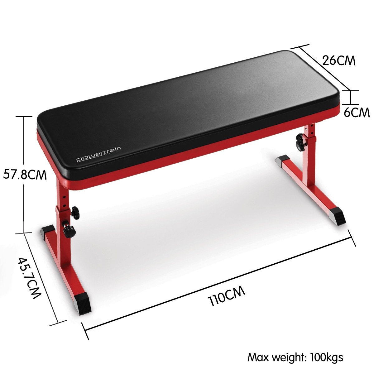 Powertrain Height-Adjustable Exercise Home Gym Flat Weight Bench